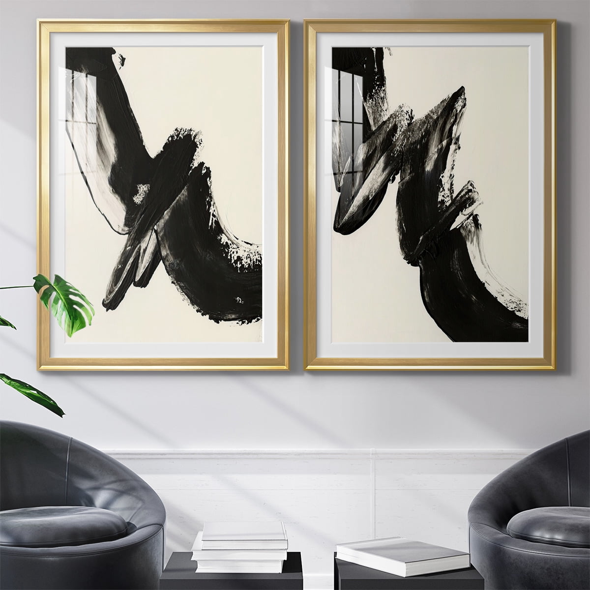 Wexford Home Black Expression I Premium Framed Print, 18.5" x 24.5" - Ready to Hang, Gold (Set of 2)