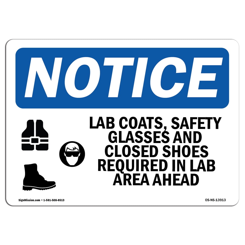 OSHA Notice Signs Lab Coats Safety Glasses And Sign With Symbol