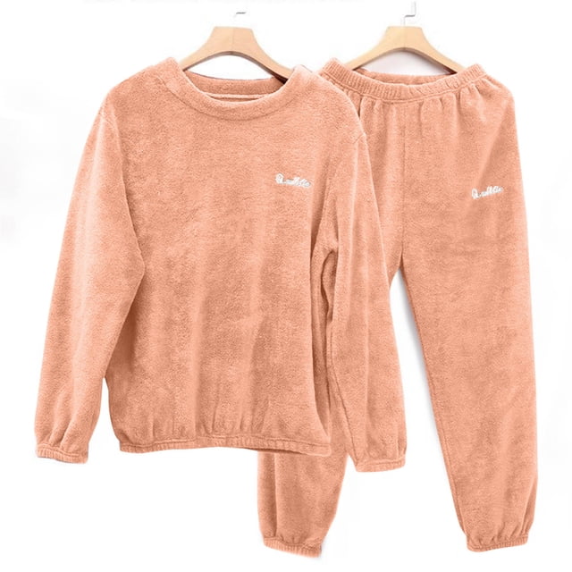 Ceisia Men's Solid Color Thick Coral Fleece Pajama Set for Winter Warmth & Loungewear Pink XXXXL Gifts