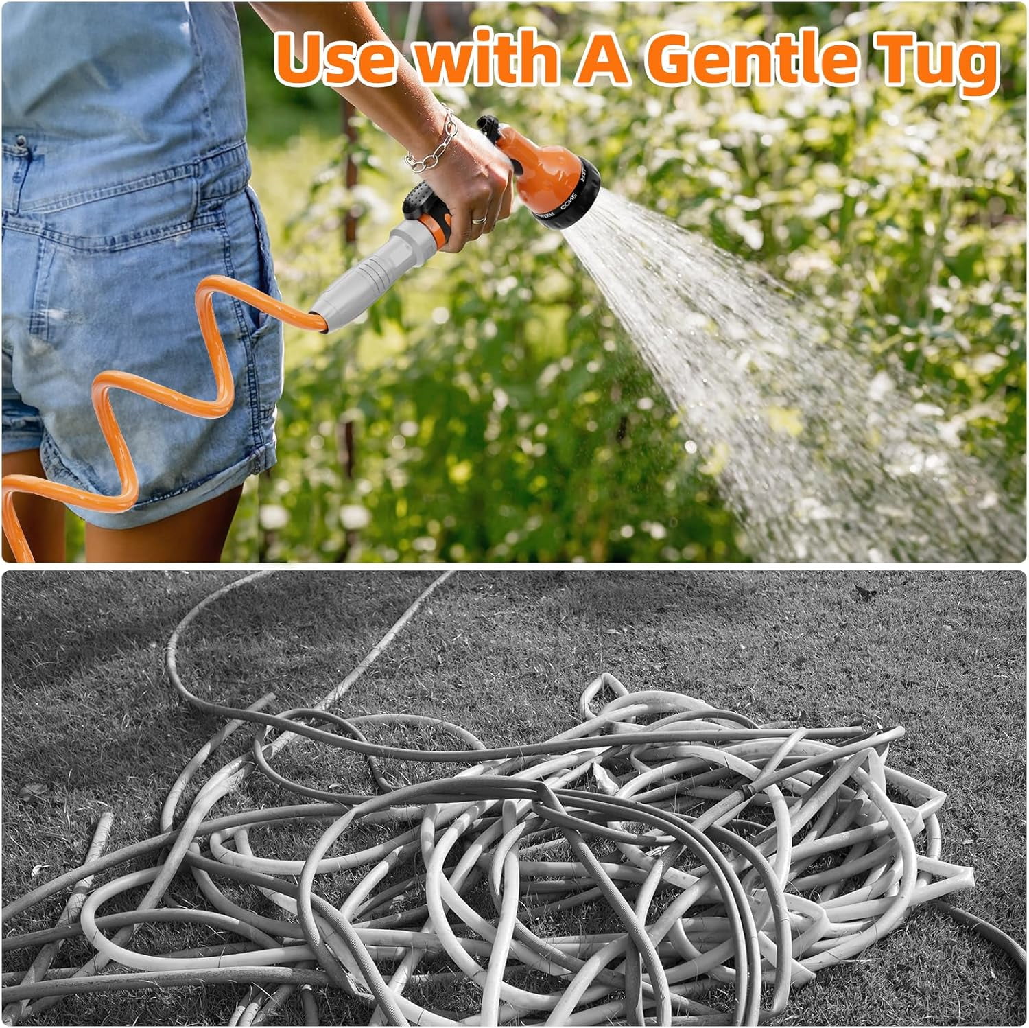 SPECILITE Lightweight Coil Garden Hose 50 ft, Flexible Coiled Water Hose for Boat, Greenhouse, Yard, Patio