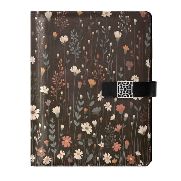 Leather Planner Leather Notebook Notebook Journal Binder Design Pen Pocket Design Convenient for Storage Wildflower Botanical Repeat