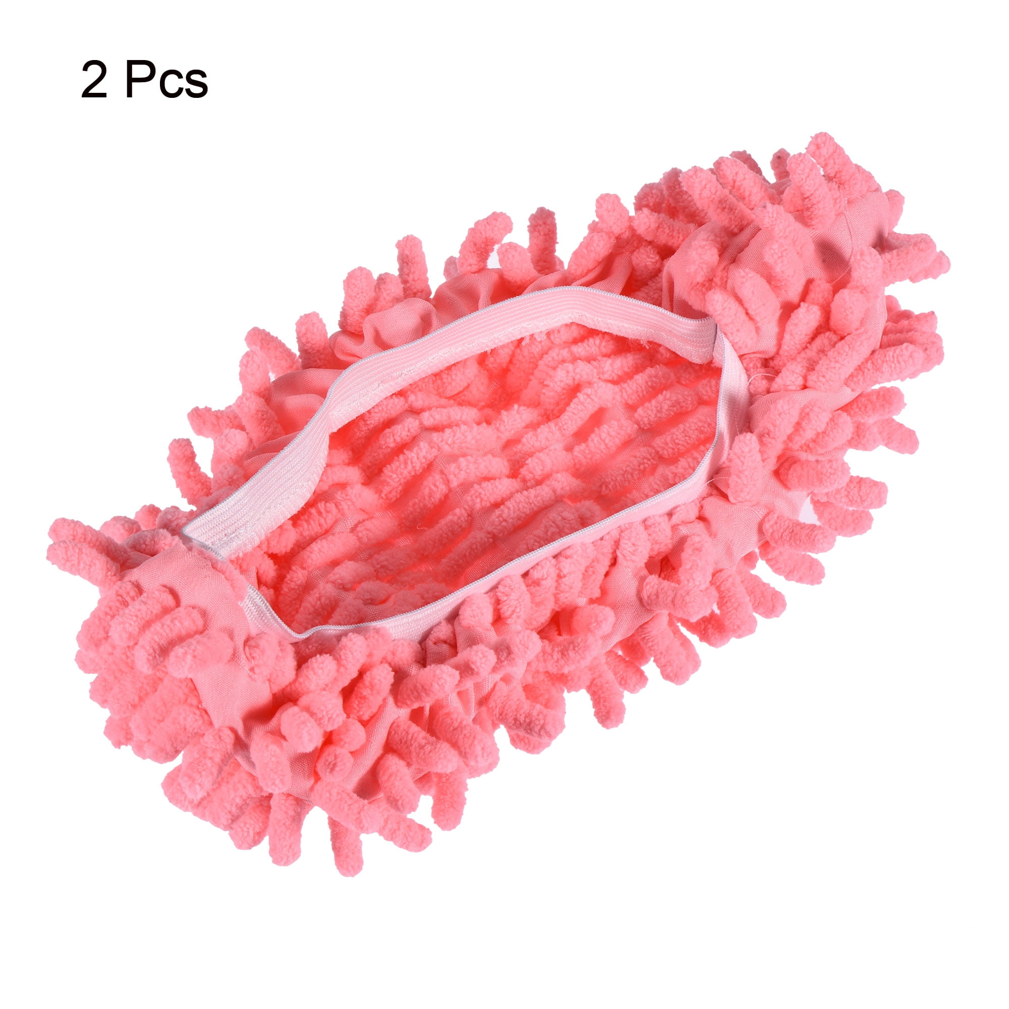 Unique Bargains Washable Multifunctional Chenille Mop Shoe Cover Pink