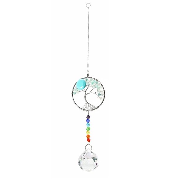 Lámpara de prisma con bola de cristal, atrapasueños, adorno de cristal colgante, decoración de oficina y jardín para el hogar