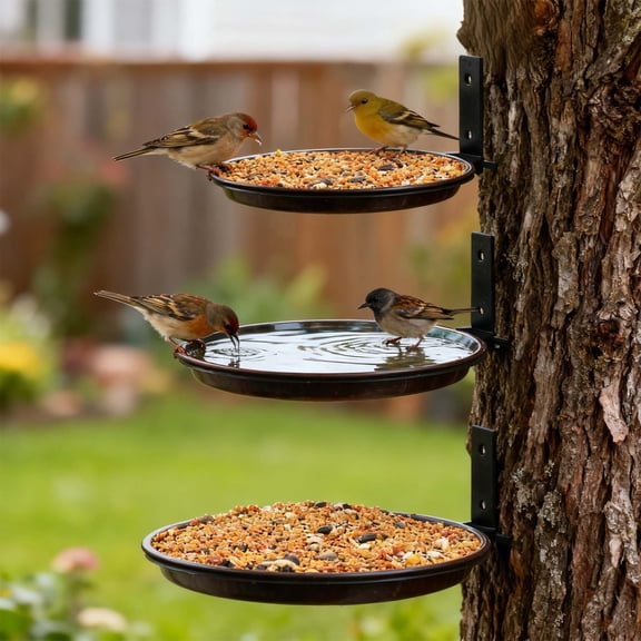 Bird Feeder,Wild Bird Feeders,Flexible 3-Circular Feeders For Outdoors Hanging Ant And Proof Hand Blown Feeder,Window Bird Feeders for Outdoors,Bird House Pole
