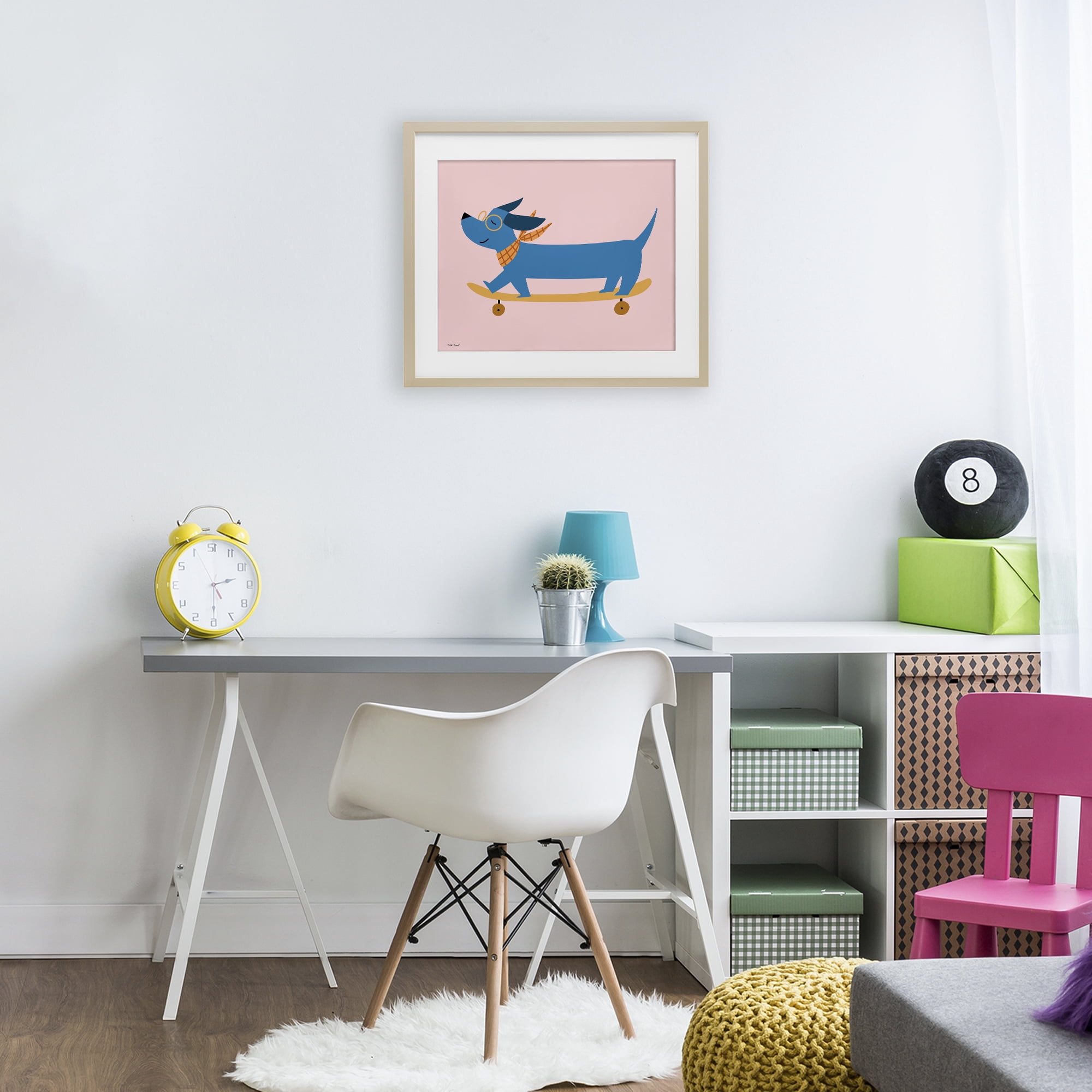 Stupell Industries Skateboarding Wiener Dog Birch Framed Print Under Glass, design by Rachel Nieman