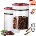 thumbnail image 1 of Frasco para Café Sellado al Vacío, Recipiente Hermético con Tapa Sellada a Presión Contenedor Juego de Tarros de Vidrio con Cucharas Medidoras para Almacer Alimento Especias Grano Azúcar (2pzs 500ml), 1 of 4