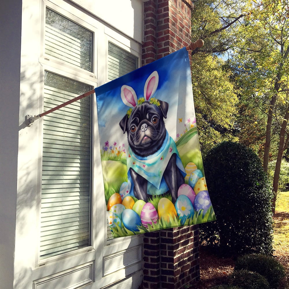 Pug Easter Egg Hunt House Flag 28 in x 40 in