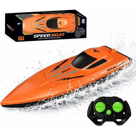 2.4G High-Speed RC Boat with Dual Motors Upgraded Fast RC Boat Mini High Speed Remote Control Racing Boats Waterproof Electric Remote Control Boats for Lake/Pool/Pond Summer Toys for Adults (1pcs)