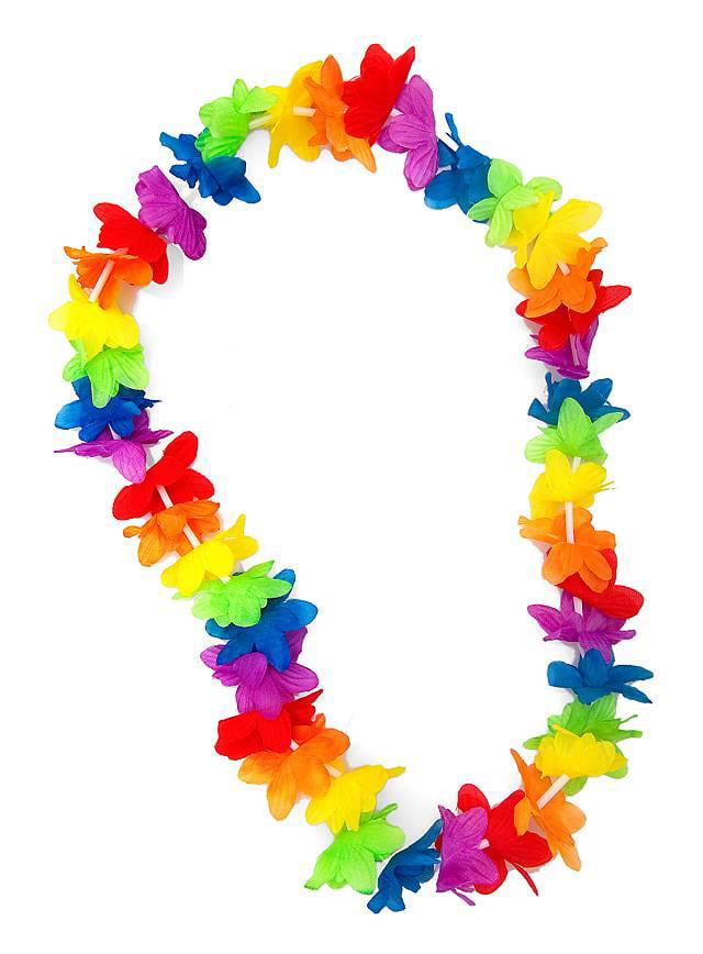 4PCS SET Hula Festival Pride Party Rainbow Flowers Hawaii Tiki Lei Garland 