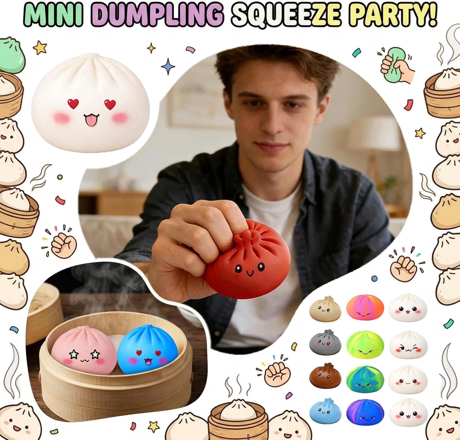 Dumpling Squishys Squishys Advent Calendar , 24 Days of Mystery Dumpling Squishy Tools Surprise Gift Set