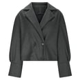 thumbnail image 6 of HTNBO Women's Double Breasted Wool Blend Pea Coat, Dressy Casual Elagant Notched Lapel Cropped Woolen Jackets Outerwear, 6 of 8