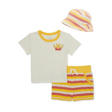 

Winnie the Pooh Baby T-Shirt Terry Shorts and Hat Outfit Set 3-Pack Sizes 0-24 Months