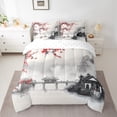 thumbnail image 2 of Feelyou Japanese Blossoms Floral Bedding Comforter Set 7pcs, Nature Scenery Queen Bedding Sets, Ink Watercolor Art Queen Sheet Sets, Luxury Bedroom Decor, 2 of 7