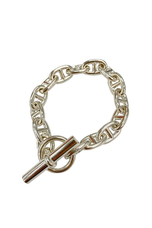 Pre-Owned HERMES Chaine d'Ancre MM Bracelet, 14 Links, SV925 Silver, Women's (Good)