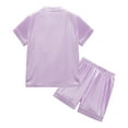 thumbnail image 3 of Gyratedream 4-14Y Child Boy Girl Silk Satin Pajamas Set,Short Sleeve Tops+Shorts Sleepwear Suit, 3 of 7