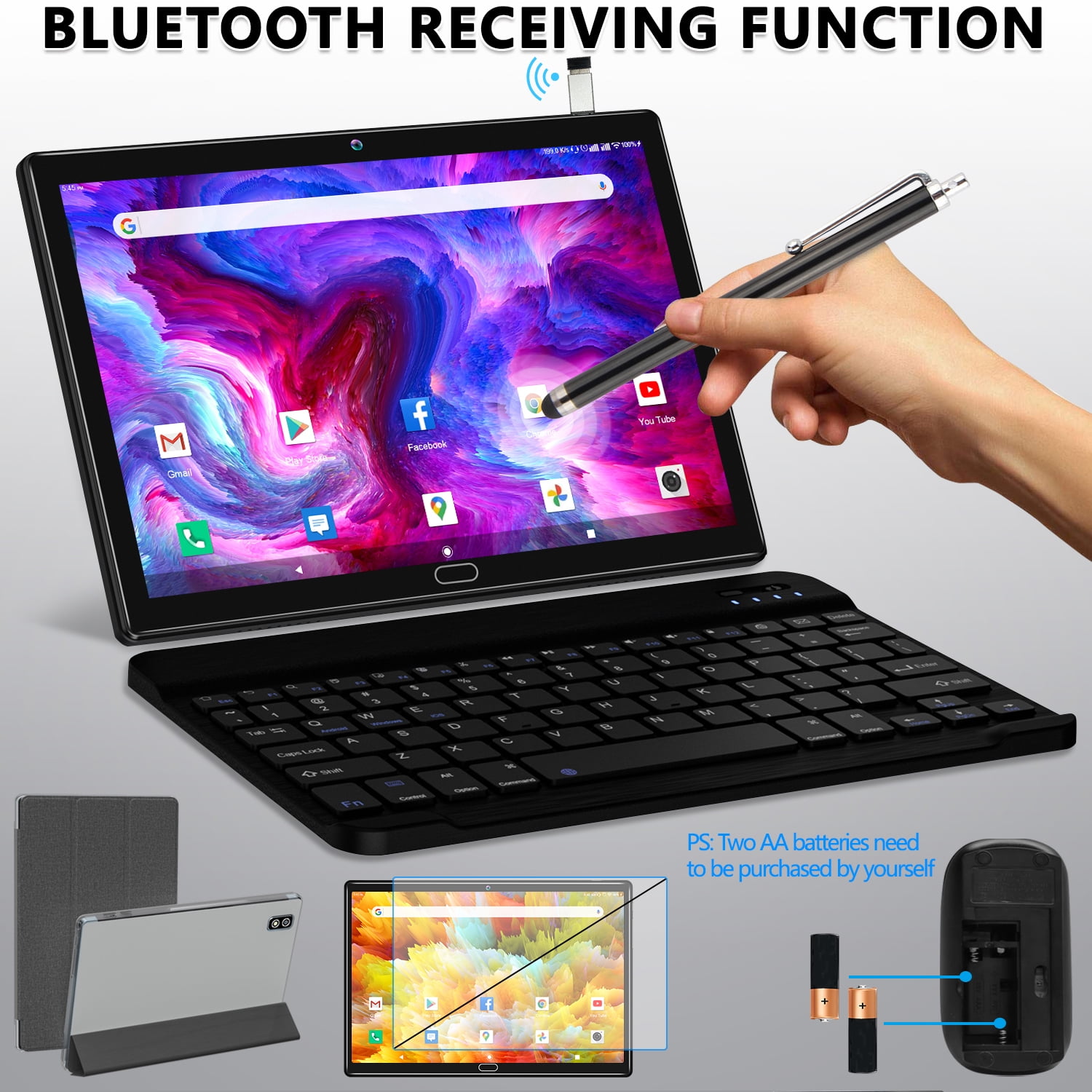 2024 Newest Android 13 Tablet with Keyboard, 10.1 inch Tablet,4 + 64GB Storage, Octa-Core, Android Tablet