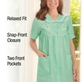 thumbnail image 4 of Collections Etc Collections Women's Etc. Gingham Women's Robe with Floral Accents, Snap-Front Closure and Lace Trim, Lilac, Large, 4 of 9
