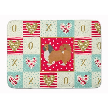 Pekingese Love Machine Washable Memory Foam Mat Red