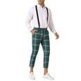 thumbnail image 4 of INSPIRE CHIC Plaid Cropped Pants for Men's Tapered Leg Formal Checked Trousers with Suspender, 4 of 5