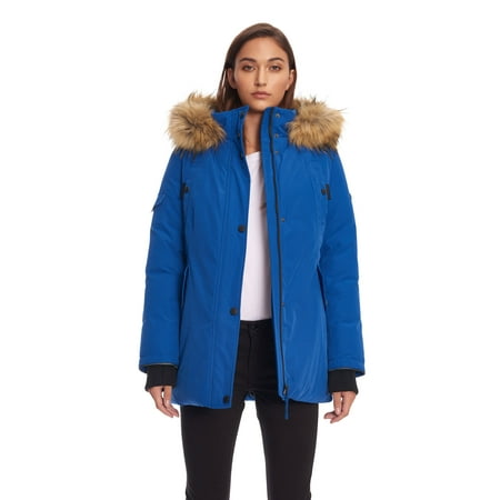 Alpine North Womens Vegan Down Parka, Cobalt Blue Ladies Winter Coat