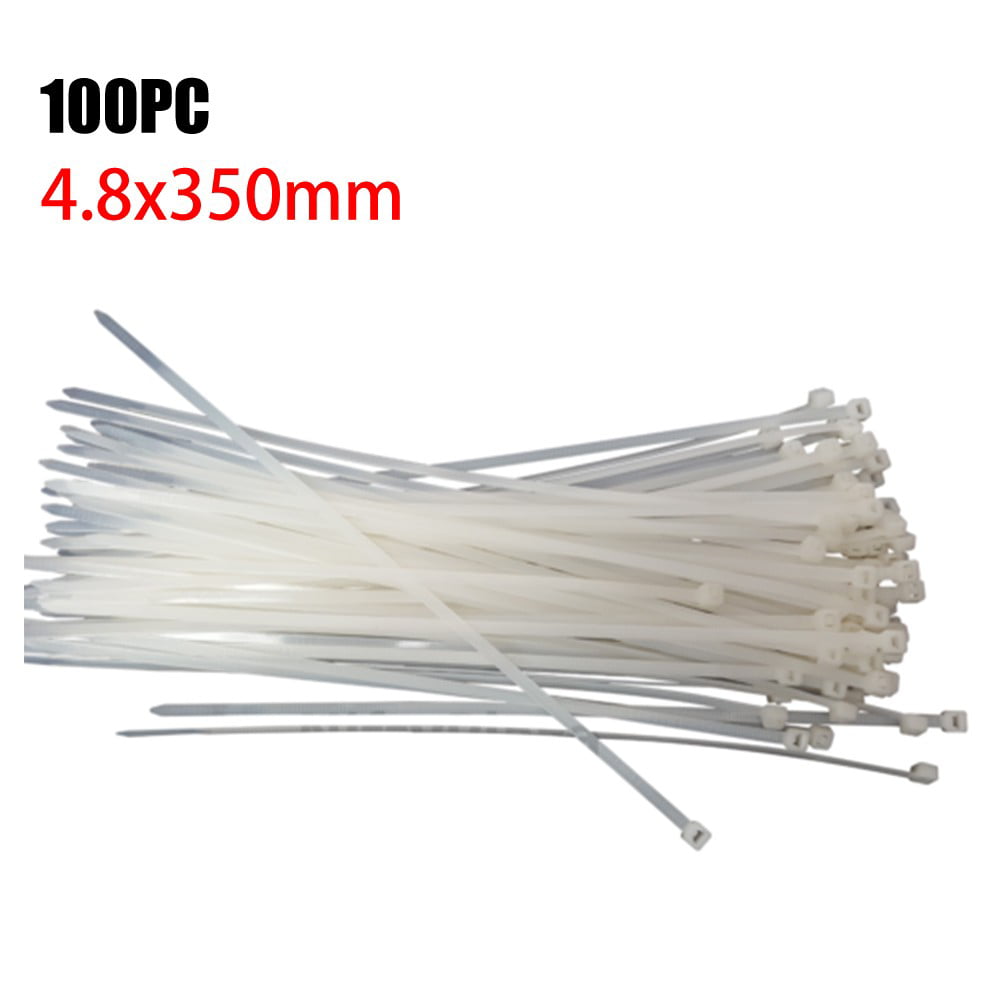 100pc 3.6x200mm Long Nylon Plastic Cable Wire Ties Zip Tie Wraps Organizer Black 