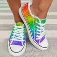 thumbnail image 4 of Low - Top Canvas Sneakers with Rainbow Glitter Design. Stylish Casual Shoes featuring White Laces, 4 of 7