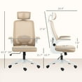 thumbnail image 3 of HOMCOM Ergonomic Office Chair, Mesh Desk Chair with Lumbar Support, Khaki, 3 of 8