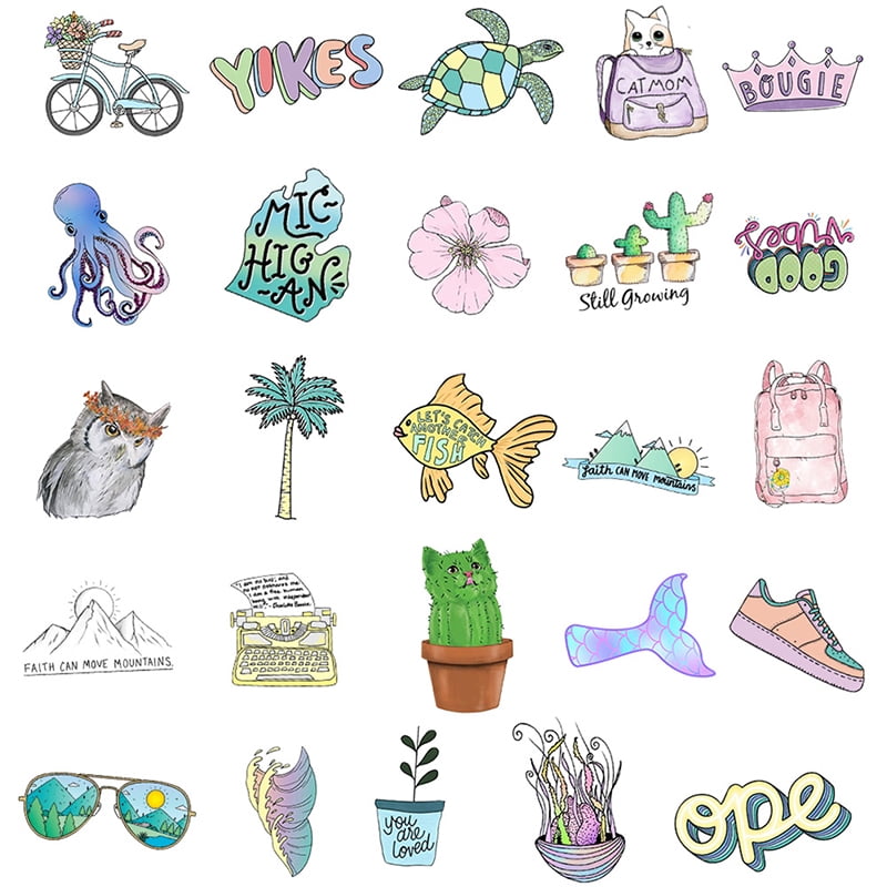 50pcs stickers for water bottles waterproof aesthetic stickers for laptop phone walmart com