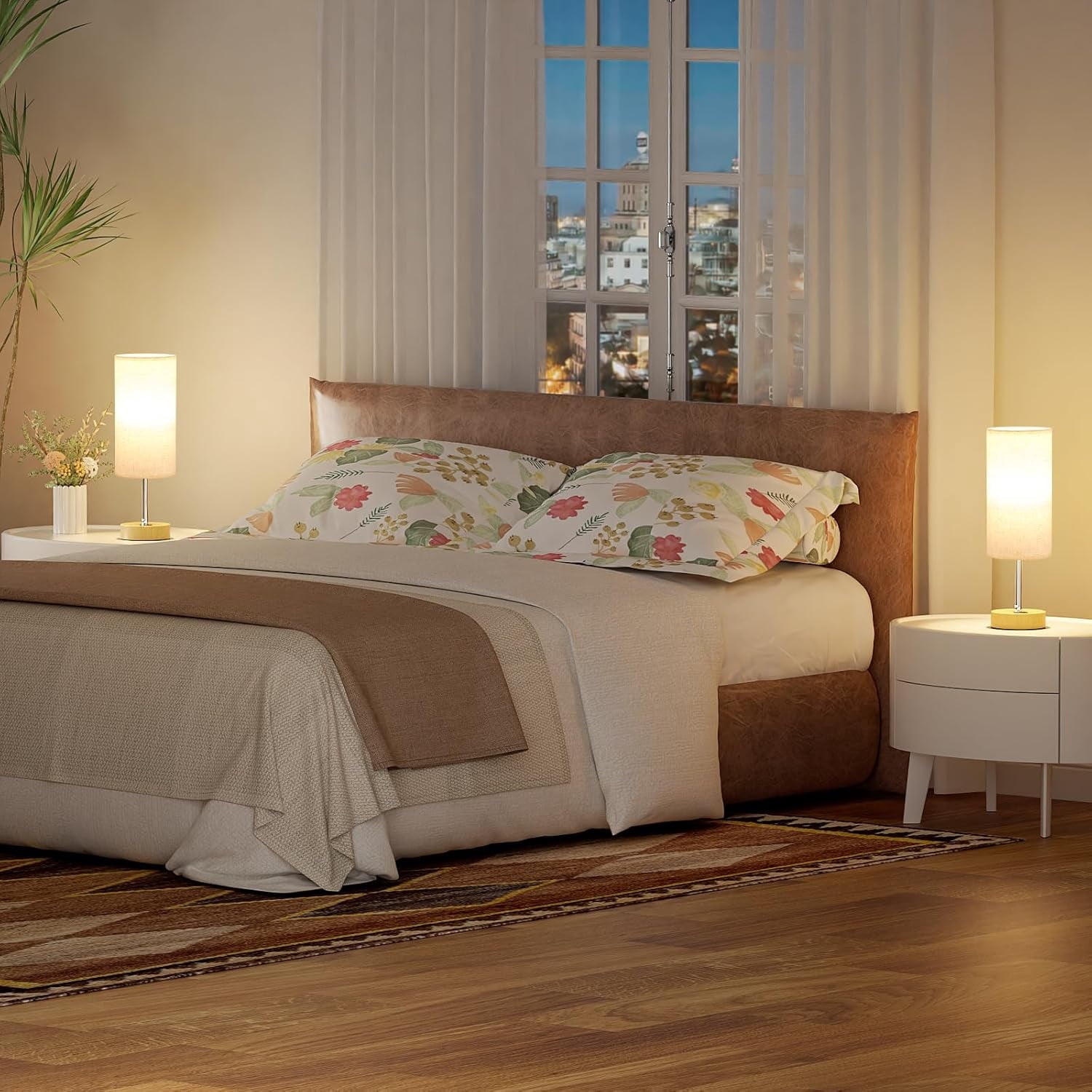 Behome Table Lamp, Bedside Small Lamps with 3 Way Dimmable, Lamp for Nightstand, Desk Lamp for Living Room, Dorm, Home Office (LED Bulb Included)