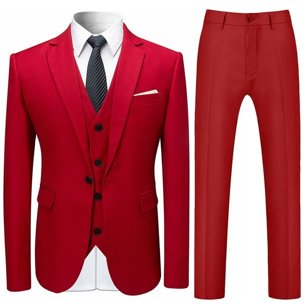 Cloudstyle Mens 3 Piece Suit Set Blazer Jacket Tux Vest Suit Pants
