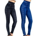 thumbnail image 4 of Minnieouse Leggings deportivos Pantalones femeninos Faux Denim Ropa para correr Entrenamiento Legging de cintura alta Traje de gimnasio Diseño Prendas para la parte inferior del cuerpo Negro METRO, 4 of 6
