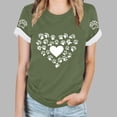 thumbnail image 3 of TKLPEHG Western Tops For Women Short Sleeve T Shirts Crew Neck Fashion Casual Loose Dog Paw Print Graphic Tee Summer Comfy Outfits (Army Green,XXL), 3 of 4