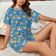 thumbnail image 6 of Womens Pajama Sets With Pocket, Corgi Dog Face Lounge Sets Short Sleeve Sleepwear PJ Sets for Women, 6 of 6