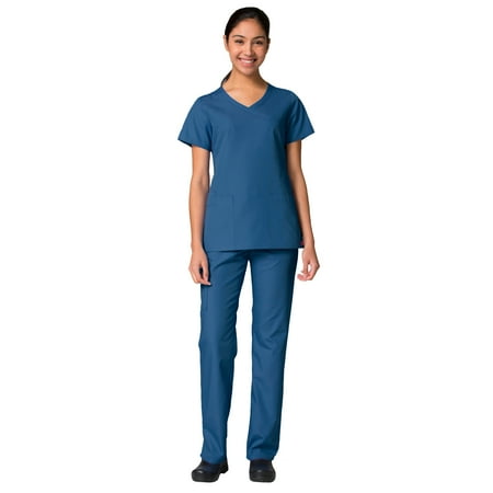 

Maevn Red Panda Women s Curved Mock Wrap Top & Full Elastic Cargo Pant Scrub Set
