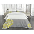 thumbnail image 3 of Ambesonne Geometric Quilted Bedspread Set 3 Pcs, Border with Flowers, Queen Size, Pale Grey Marigold, 3 of 5