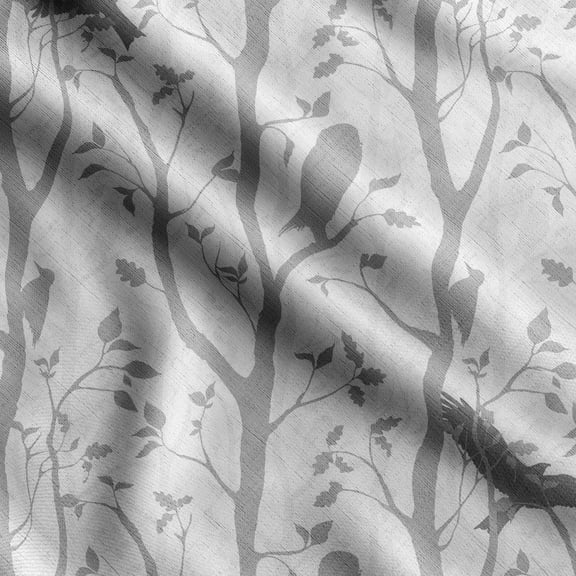 Soimoi Bird With Leaves Print,Cotton Poplin, Sewing Fabric Sold by The Yard 42 Inch Wide,Sewing Craft Quilting/Quilt Making Fabric, Gray