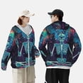 thumbnail image 4 of Gaeub Space Skeleton Meditation Men's and Women's UPF 50+ Long-Sleeved Sun Protection Clothing, Fishing Shirt Long Sleeve Zip-Large, 4 of 7
