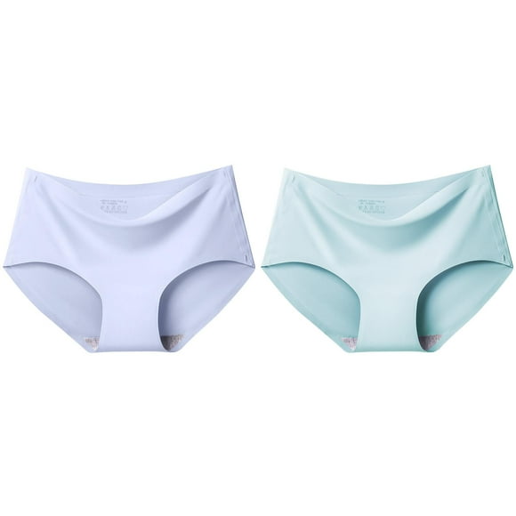 2 Pack(Purple 1PCS & Light Blue 1PCS) athletic Panties for Multipack Logo Low Waist Striped Tangas No Show Bikini Thongs Women Underwear Panties Thong