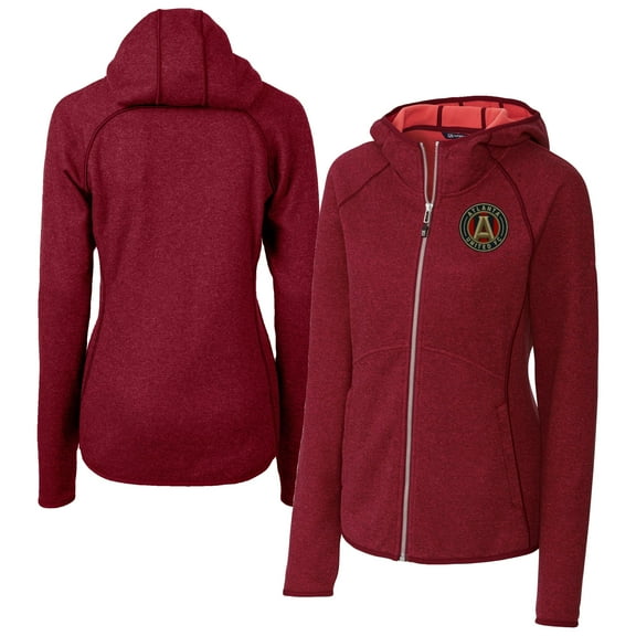 Women's Cutter & Buck  Heather Red Atlanta United FC  Mainsail Sweater-Knit Full-Zip Jacket
