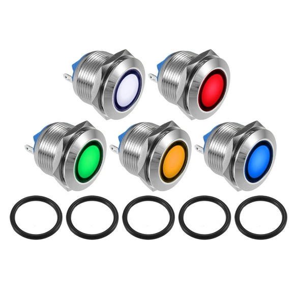 Unique Bargains 5pcs LED Indicator Light 19mm 235V AC Signal Warning Light for Car Truck Interior Assorted Color