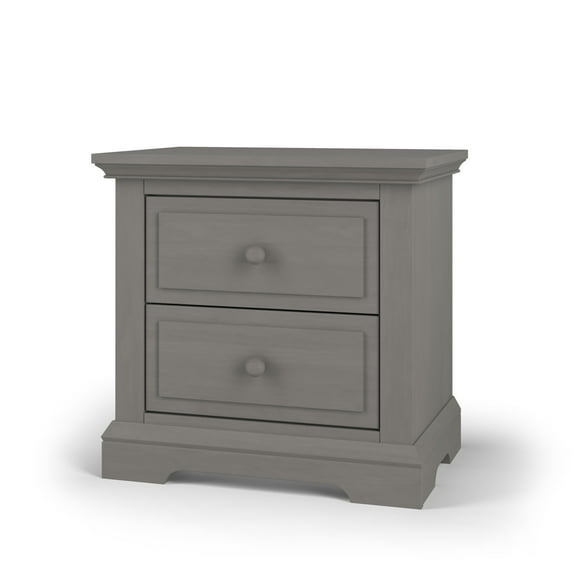 Child Craft Jordyn 2-Drawer Nightstand with Crowned Molding, Pine Wood Construction, Lunar Gray