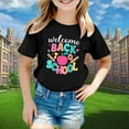 thumbnail image 2 of LEKDFST Happy First Day of School Shirts for Boys Girls Pre Kindergarten 1st 2nd 3rd Grade Back to School T-Shirt Unisex Kids Tee Top Black 3-4 Years, 2 of 4