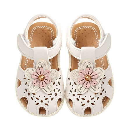 

JINMGG Clearance Toddler Baby Girls Cute Flowers Shoes Hollow Out Soft Kids Non-slip Sandals