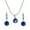 Dark Blue, variant on Eosunjian Women Round Cubic Zirconia Pendant Chain Necklace Hoop Earrings Jewelry Set