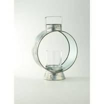 CC Home Furnishings 14" Clear Distress Finish Glass Candle Holder