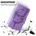 thumbnail image 6 of ELEHOLD for iPhone 13 Case Wallet with Wrist Strap, Butterfly Embossed PU Leather Folio Flip Case with Magnetic Closure Credit Card Holder Kickstand,Purple, 6 of 6
