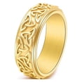 thumbnail image 1 of Stainless Steel Celtic Triangle Knot Turnable Ring Neutral Style Men's Personality Jewelry Circumference: 57mm Diameter: 18.2mm -1 item Gold, 1 of 10