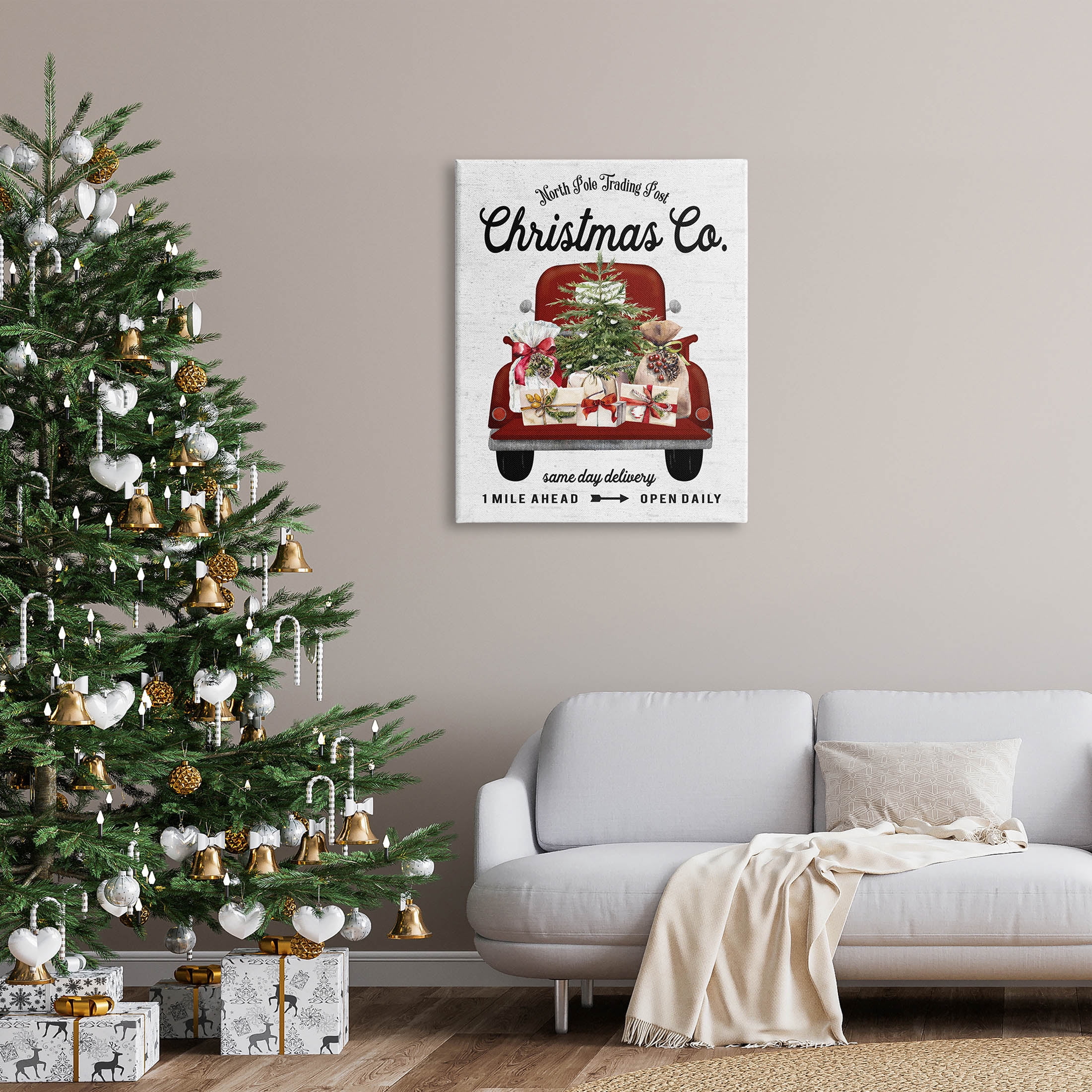 Stupell Industries North Pole Christmas Co. Sign Graphic Art Gallery Wrapped Canvas Print Wall Art, Design by Lettered and Lined