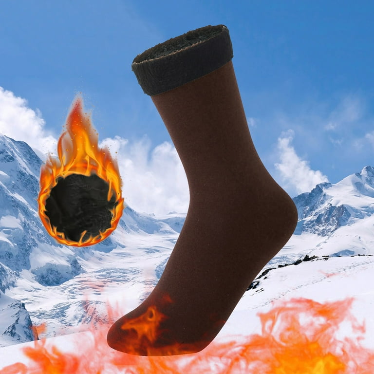 NKOOGH Winter Warm Thermal Socks Neutral Boot Socks Extra Thick Insulated  Heated Crew Boot Socks for Extreme Cold Weather Coffee