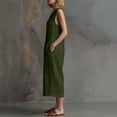 thumbnail image 6 of Guluxicc Women's Linen Capri Jumpsuit Crewneck Sleeveless Button down Loose Wide Leg Jumpsuits Summer Casual Beach Vacation Outfits, 6 of 6